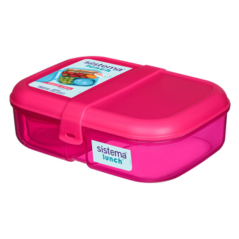 SISTEMA Lunch Krabička 3komory + kelímek růžová 1,1l (Boxy na jídlo)