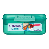 SISTEMA Lunch Krabička 3 komory,2 tácky, kelímek zelená 1,25 l