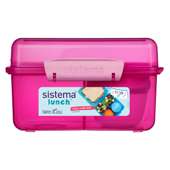 SISTEMA Lunch Krabička 3 komory + kelímek (víčko) růžová 2 l (Boxy na jídlo)