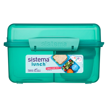 SISTEMA Lunch Krabička 3 komory + kelímek (víčko) zelená 2 l (Boxy na jídlo)