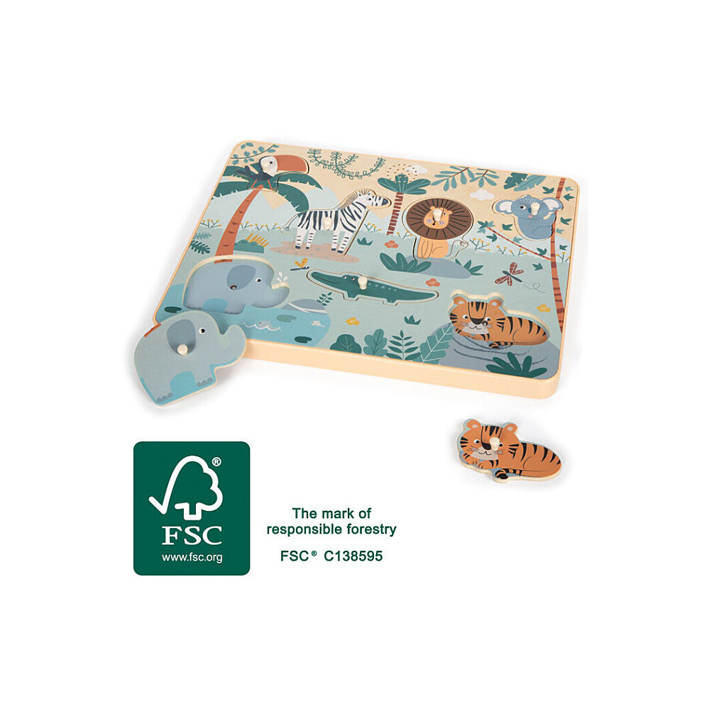 SMALL FOOT Vkládací puzzle se zvukem safari 8 kusů