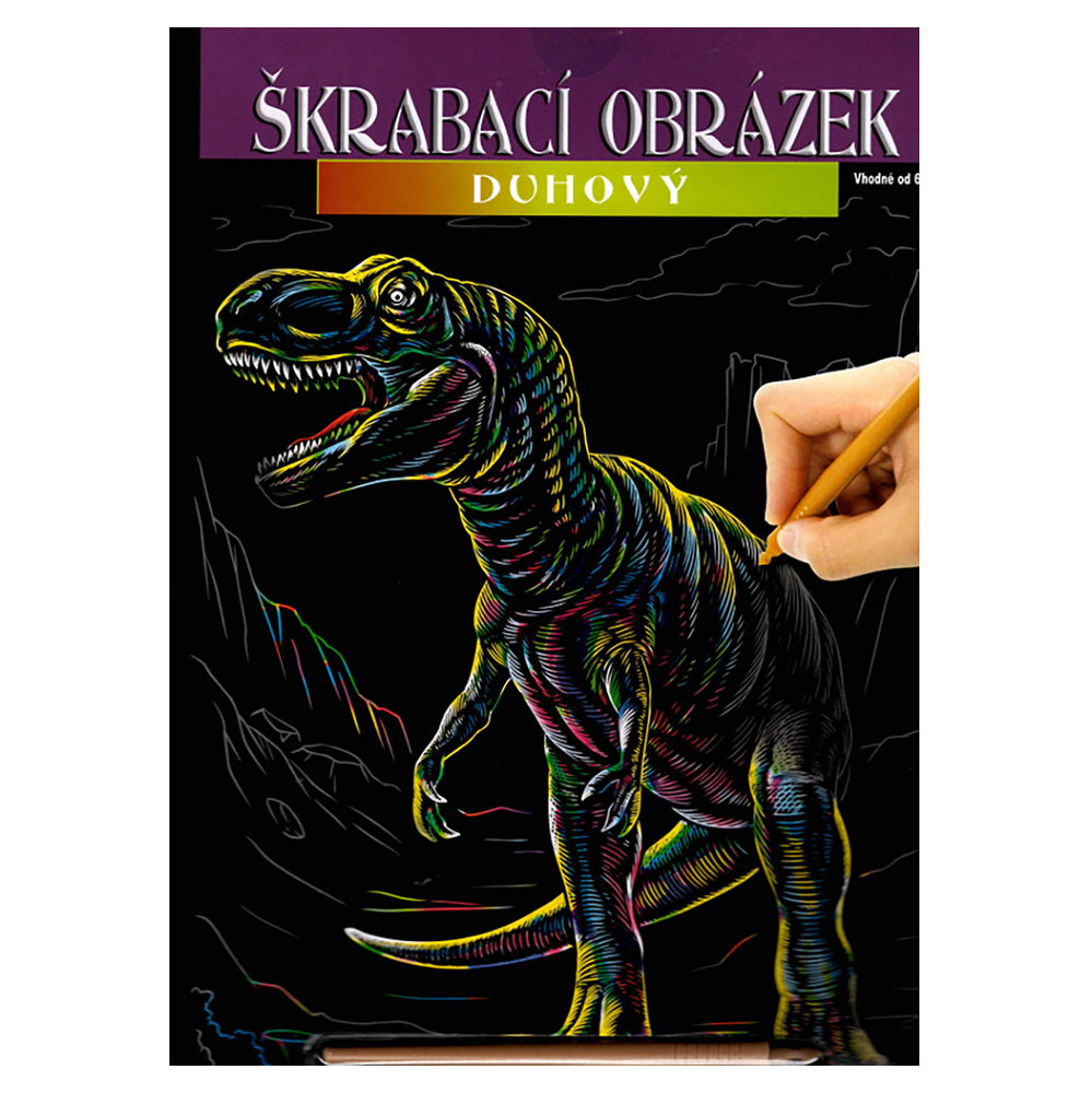 Levně SMT CREAYTOYS Škrabací obrázek duhový A4 dinosaurus 1 ks