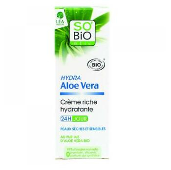 SO´BIO Bio Denní krém bohatě hydratující Aloe vera 50 ml