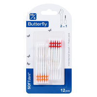 SOFTDENT Butterfly Mezizubní kartáček + párátko XS/S 12 kusů