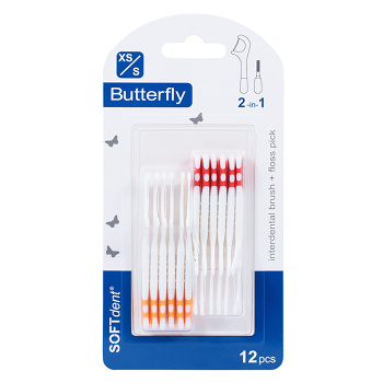 SOFTDENT Butterfly Mezizubní kartáček + párátko XS/S 12 kusů (Mezizubní kartáčky)