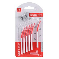 SOFTdent Butterfly mezizubní kartáček zahnutý S 6 ks