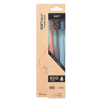 SOFTDENT ECO Zubní kartáček soft 3 kusy