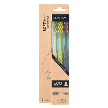 SOFTDENT ECO Zubní kartáček ultrasoft 3 kusy
