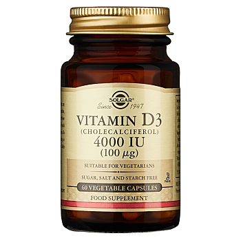 SOLGAR Vitamin D3 4000 IU 60 kapslí (Vitamín D) - Jednosložkové