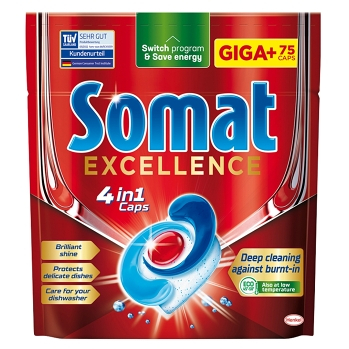 SOMAT Excellence 4in1 Kapsle do myčky 75 kusů (Kapsle a tablety do myčky) - Čistící
