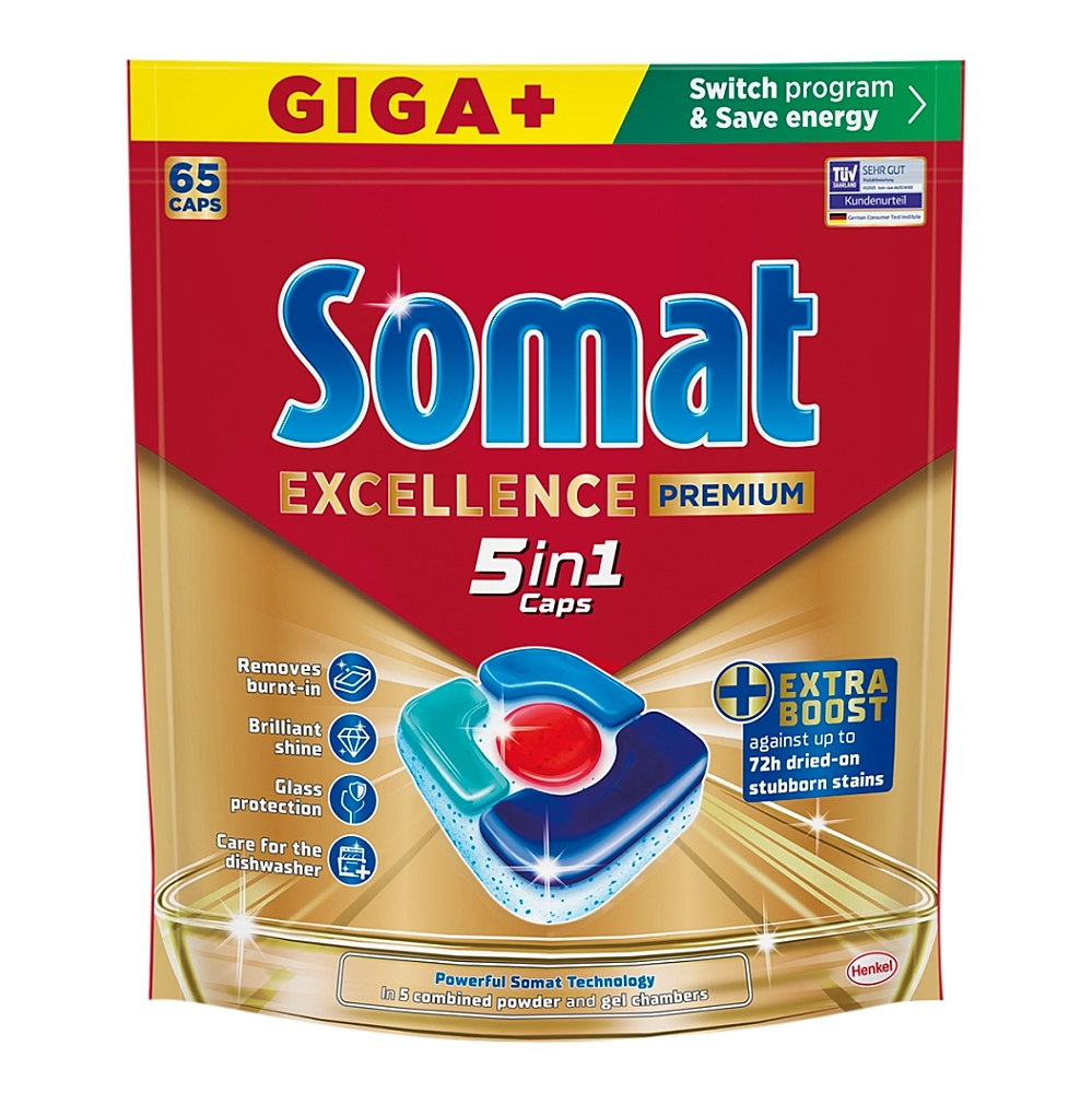 SOMAT Excellence Premium 5in1 Kapsle do myčky 65 kusů