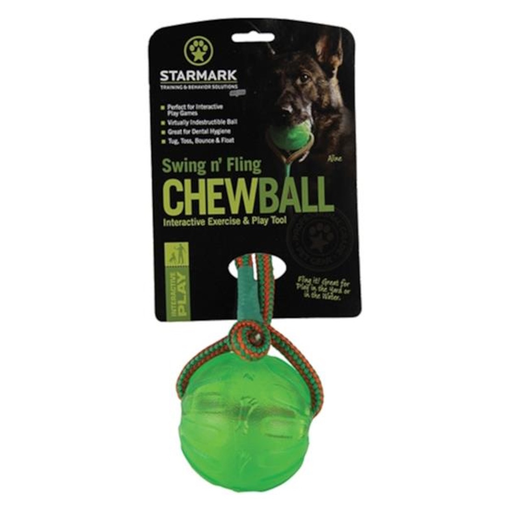E-shop STARMARK Chew ball Gumový míč se šňůrkou pro psy zelený L
