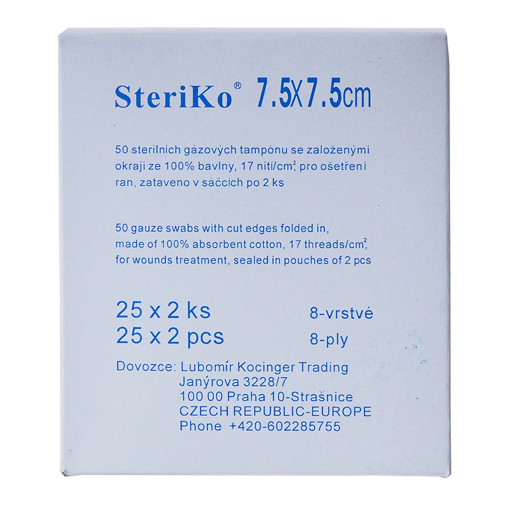 E-shop STERIKO Gáza kompresní sterilní 7,5 x 7,5 cm 25 kusů