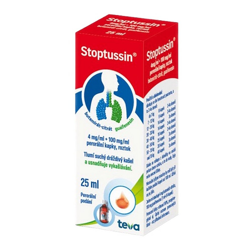 STOPTUSSIN 4 mg/ml + 100 mg/ml perorální kapky, roztok 25 ml koupíte na Lekarna.cz