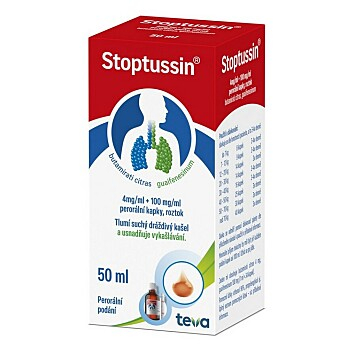 STOPTUSSIN 4 mg/ml + 100 mg/ml perorální kapky, roztok (Na suchý kašel) - Vícesložkové