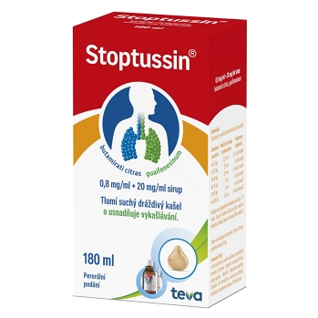 STOPTUSSIN Sirup s dávkovací pipetou 180 ml (Na suchý kašel) - Vícesložkové