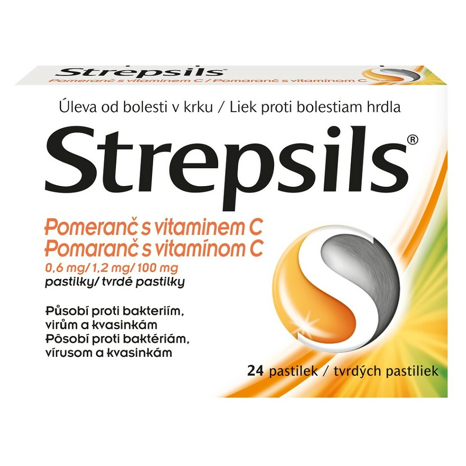 E-shop STREPSILS Pomeranč s vitamínem C 24 pastilek