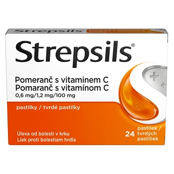 STREPSILS Pomeranč s vitamínem C 24 pastilek (Na bolest v krku) - Vícesložkové