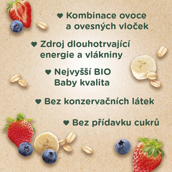 SUNAR Ovocná kapsička jahoda, banán, borůvka a ovesné vločky BIO 100 g