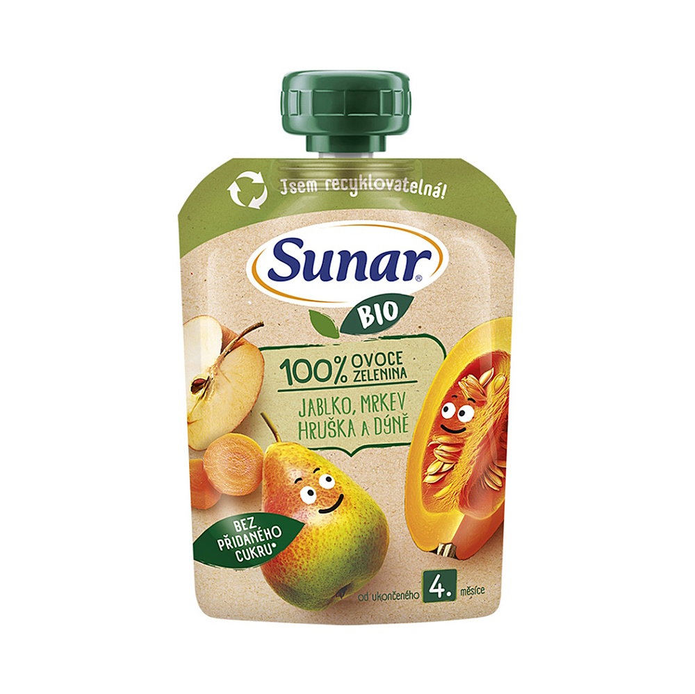 Sunar Kapsička 4m+ jabl.mrkev hruška&dýně BIO 100g koupíte na Lekarna.cz