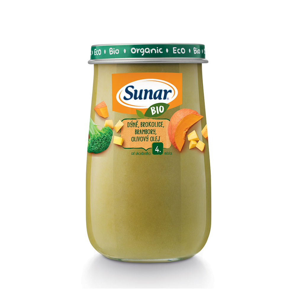 E-shop SUNAR Příkrm dýně, brokolice, brambory, olivový olej 4m+ BIO 190 g