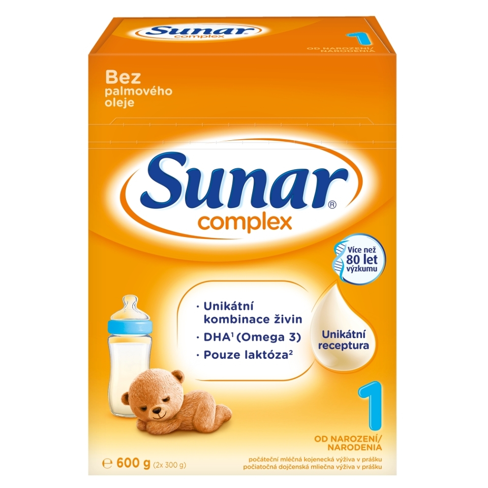 Fotografie SUNAR Complex 1 Počáteční kojenecké mléko od 0 - 6 měsíců 600 g Sunar