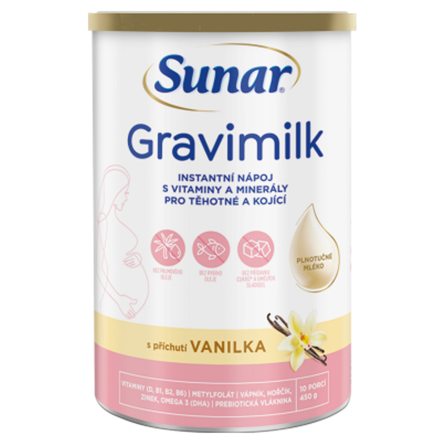 Levně SUNAR Gravimilk s příchutí vanilky pro těhotné a kojící ženy 450 g