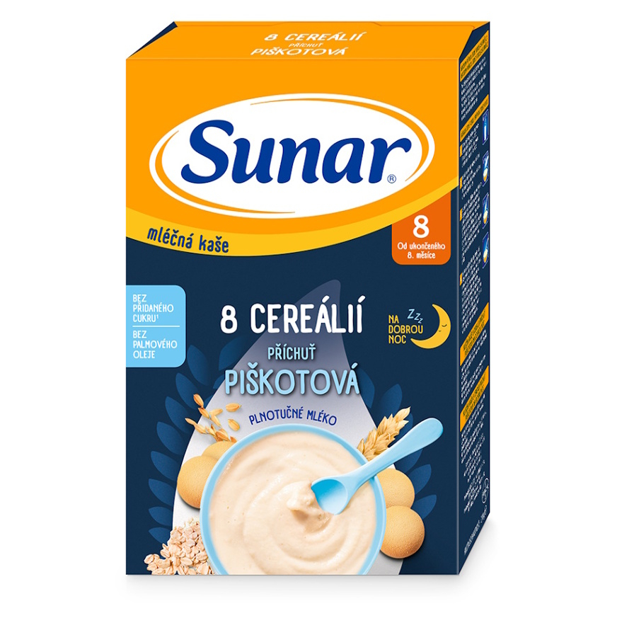 SUNAR Mléčná kaše 8 cerealií piškot na dobrou noc 8m+ 210 g