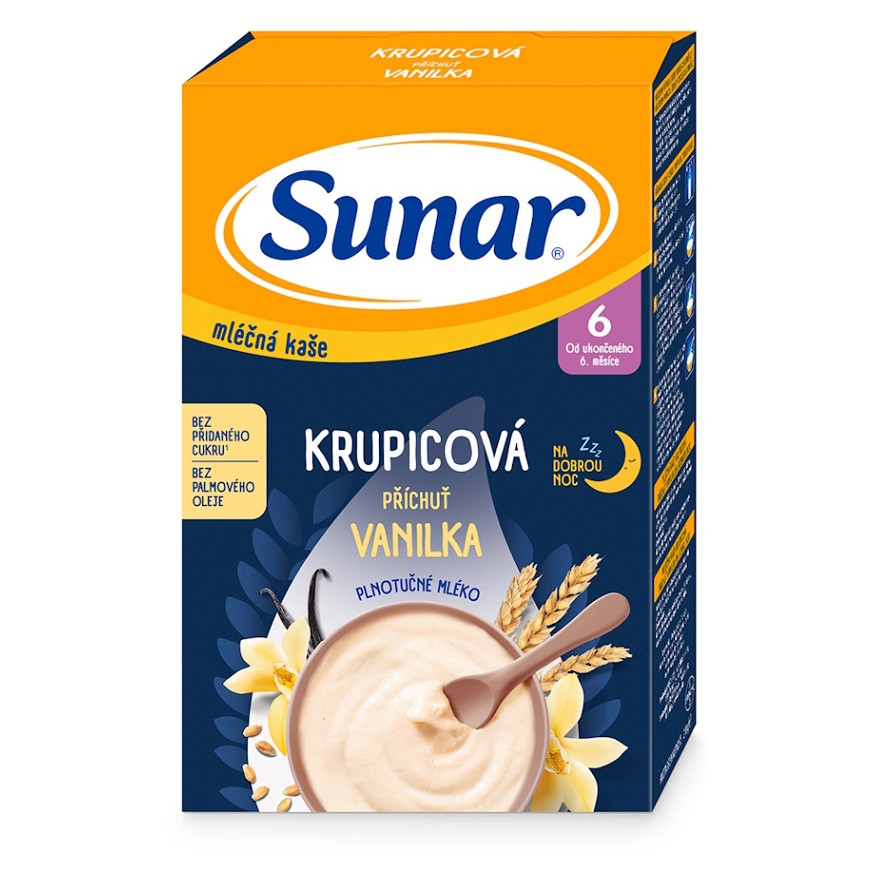 E-shop SUNAR Mléčná krupicová kaše vanilka na dobrou noc 6m+ 210 g