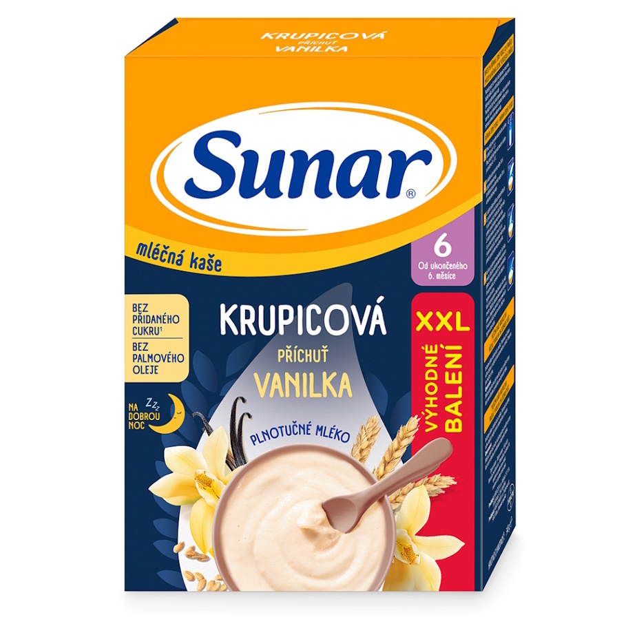 E-shop SUNAR Mléčná krupicová kaše vanilka na dobrou noc 6m+ 340 g