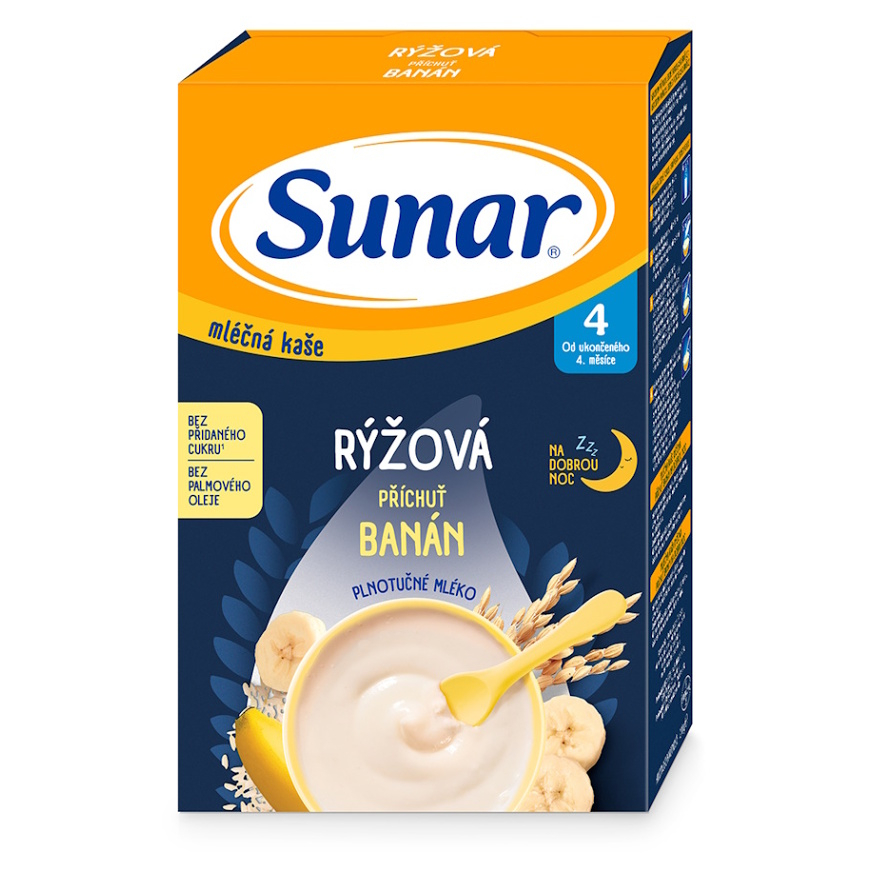 E-shop SUNAR Mléčná rýžová kaše na dobrou noc Banánová 4m+ 210 g