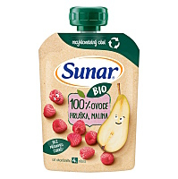 SUNAR Ovocná kapsička hruška, malina 4m+ BIO 100 g