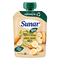 SUNAR Ovocná kapsička jablko, banán, mrkev 4m+ BIO 100 g