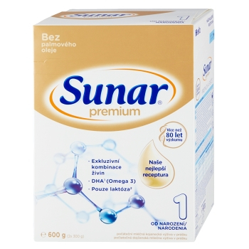 SUNAR Premium 1 Počáteční kojenecké mléko od 0 - 6 měsíců 600 g