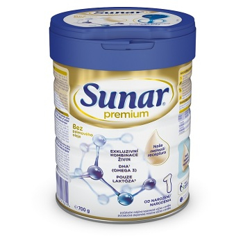SUNAR Premium 1 Počáteční kojenecké mléko od 0 - 6 měsíců 700 g