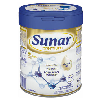 SUNAR Premium 3 batolecí mléko od ukončeného 12. měsíce 700 g