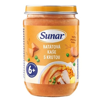 SUNAR Příkrm batátová kaše s krůtím masem 6m+190 g (Masozeleninové příkrmy)