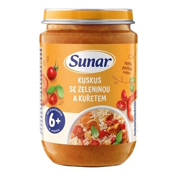 SUNAR Příkrm kuskus se zeleninou a kuřetem 6m+ 190 g (Masozeleninové příkrmy)