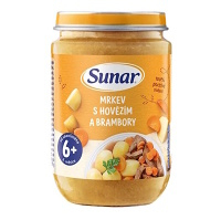 SUNAR Příkrm mrkev s hovězím a bramorem 6m+ 190 g
