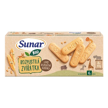 SUNAR Rozpustilá zvířátka sušenky 6m+ BIO 4 x 40 g (Sušenky, piškoty a dětské křupky) - BIO