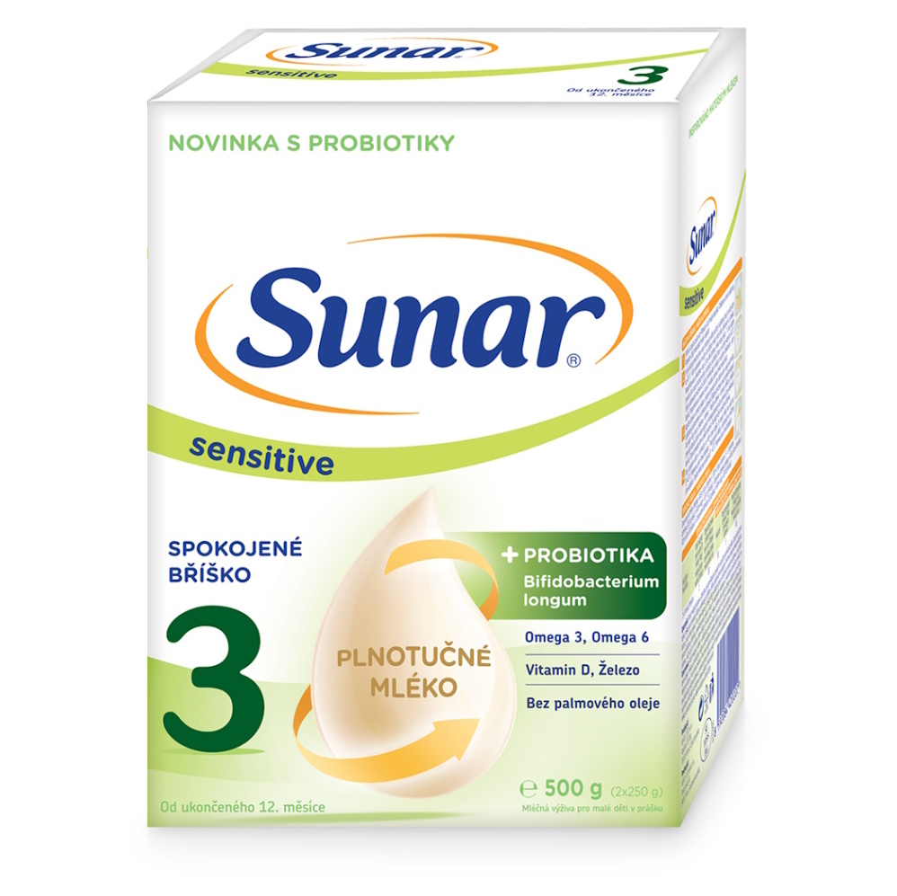 Levně SUNAR Sensitive 3 pokračovací kojenecké mléko 12m+ 500 g
