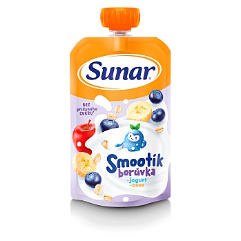 SUNAR Smootík borůvka jogurt oves 12m+ 120 g (Svačinové kapsičky)
