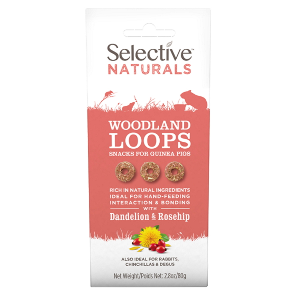 E-shop SUPREME Selective naturals snack woodland loops pampelišky a šípky 80 g, poškozený obal