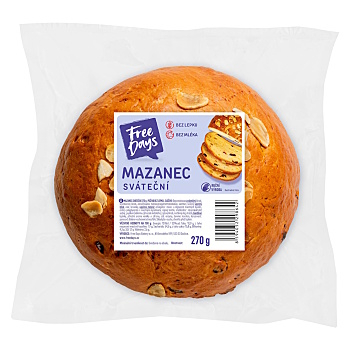 FREE DAYS Sváteční mazanec bez lepku 280 g (Čerstvé bezlepkové pečivo)