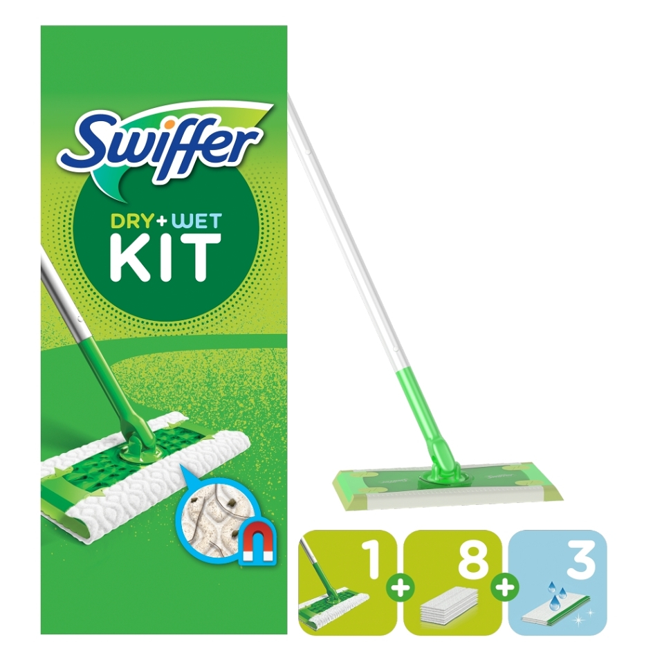 E-shop SWIFFER Sweeper Úklidová sada - 1 násada, 8 prachovek a 3 čisticí ubrousky