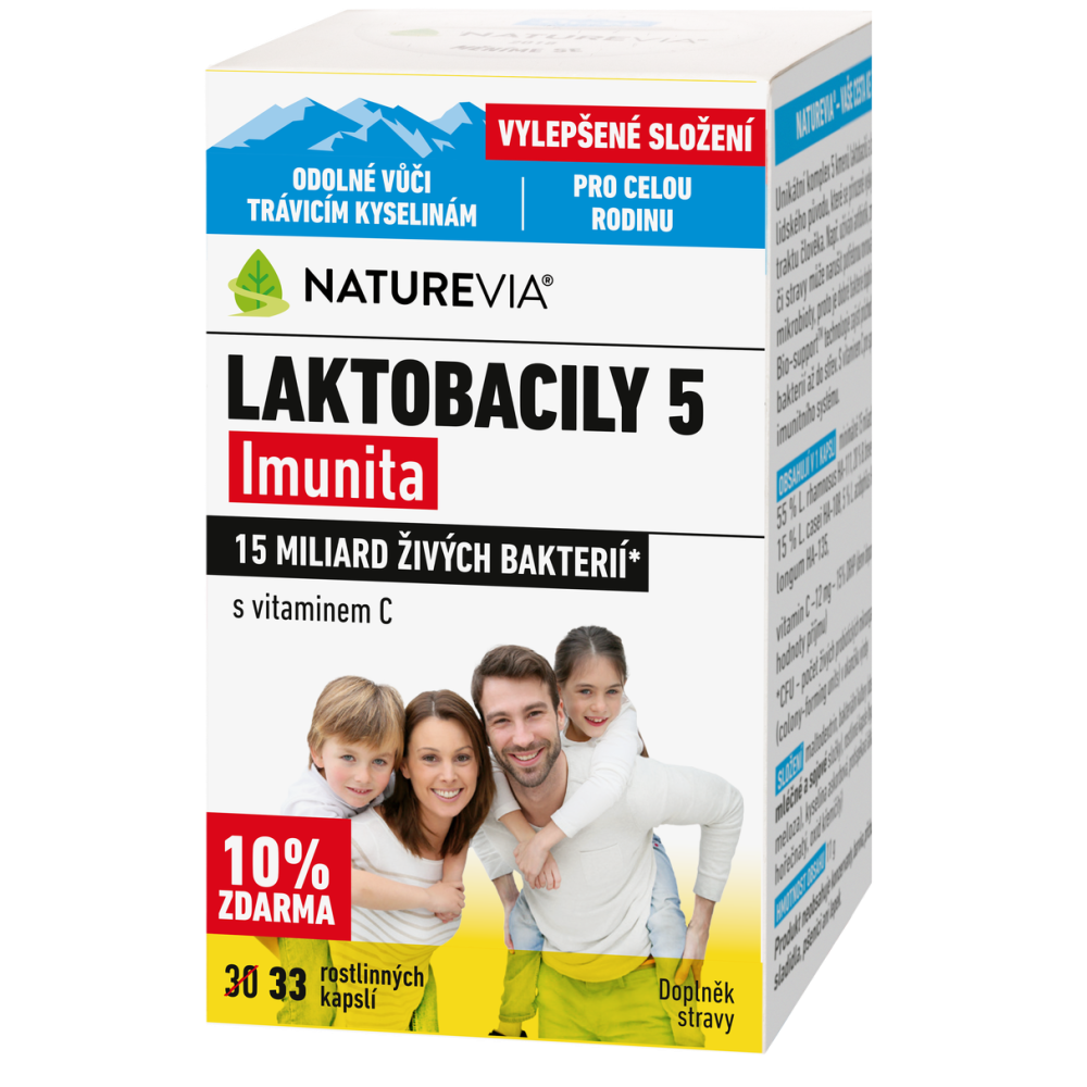 SWISS NATUREVIA Laktobacily 5 Imunita 33 kapslí VÝHODNÉ BALENÍ