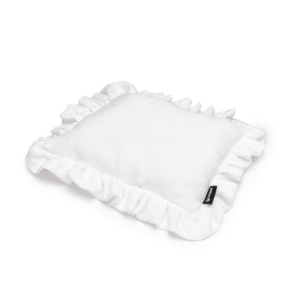 E-shop T-TOMI Mušelínový polštářek s volánkem white 25 x 30 cm