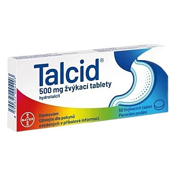 TALCID Žvýkací tablety 500mg 50 tablet (Na pálení žáhy a překyselení)
