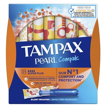 Tampax Compak Pearl Super Plus tampony s aplikátorem 18 ks