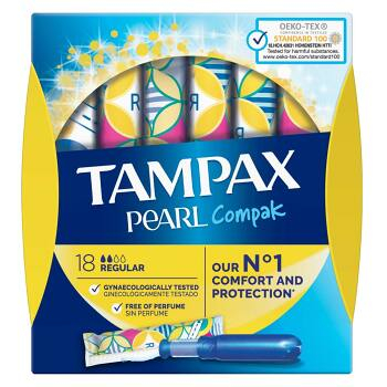 TAMPAX Compak Pearl Regular tampony s aplikátorem 18 ks (Tampóny)